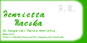 henrietta macska business card